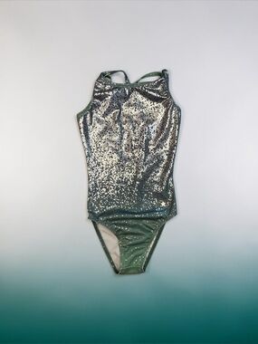 Destira Girls CS Childs Small Glitter Green One-Piece Gymnastics Dance Leotard